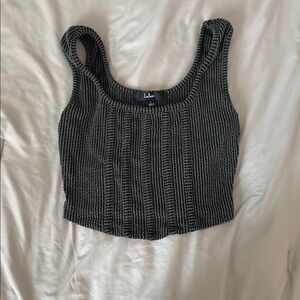 Lulu's Gray Ribbed Crop Top